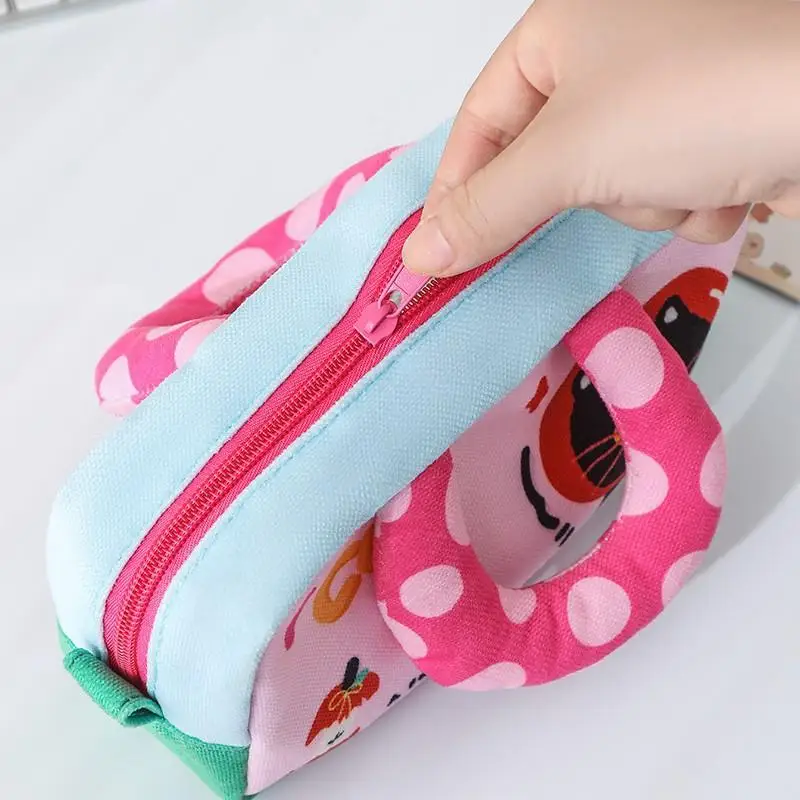 1Pcs Large Capacity Pencil Case With Handles, Kids Small Backpack Tote For School Compartment Organizer Cute Cartoon