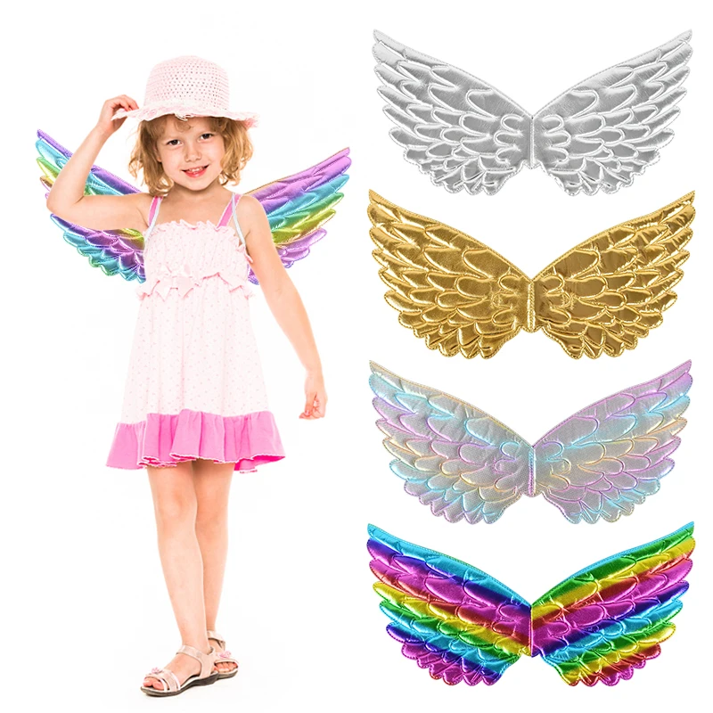 Cute Unicorn Theme Wings Rainbow Little Girls Angel Wings Kids Cosplay Supplies Boy Girls Birthday Baby Shower Decorations