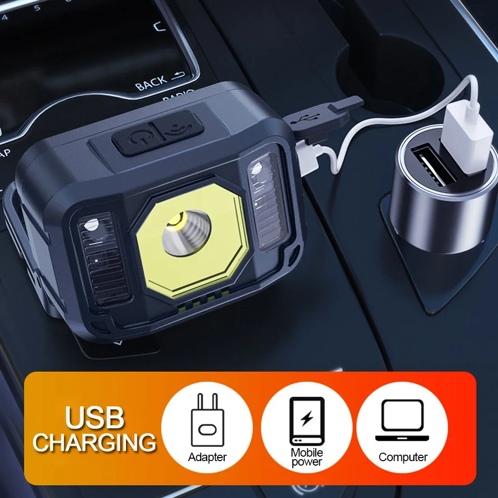 Ultra Bright LED Headlamp Smart Motion Sensor Headlight Waterproof Head Lamp Rechargeable Head Front Light
