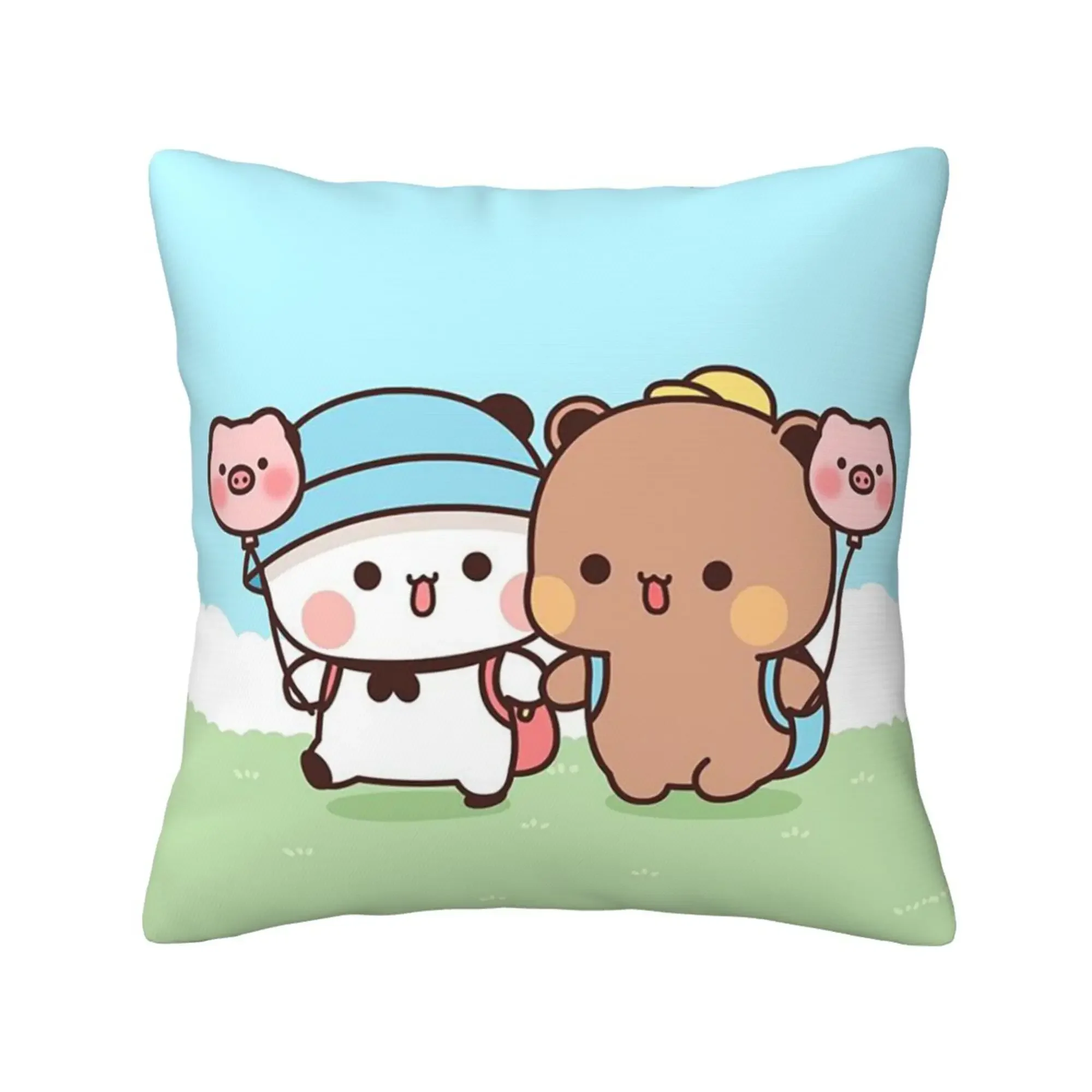 

Kawaii Panda Bear Pillow Case Home Decoration Polyester Cushion Cover for Sofa Pillow Cover Bubu and Dudu Housse De Coussin