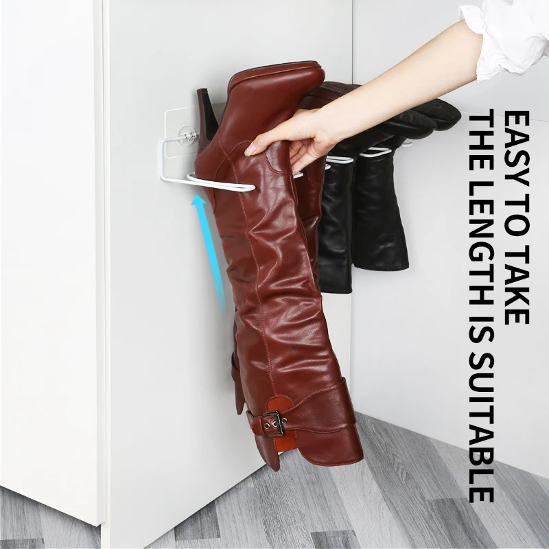 Multifunction Long Boots Wall Mount Shoe Rack Boots Hanger Carbon Steel Dust-Proof Long Boots Holder Storage Accessories