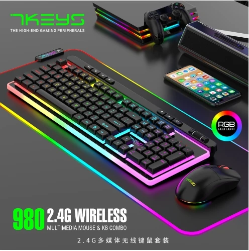 Wireless Keyboard and Mouse Set 4G Multimedia Wireless Keyboard and Mouse Set Smooth Gaming Essential Keyboard 48 Hours Shipping