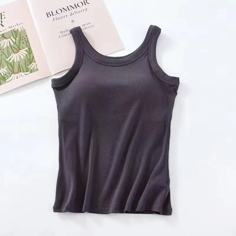 

Sleeveless Women Sleepwear T-Shirts Summer Comfortable Chest Pads Vest Bottoming Shirt One-Piece Pajamas Modal Sleep Tops