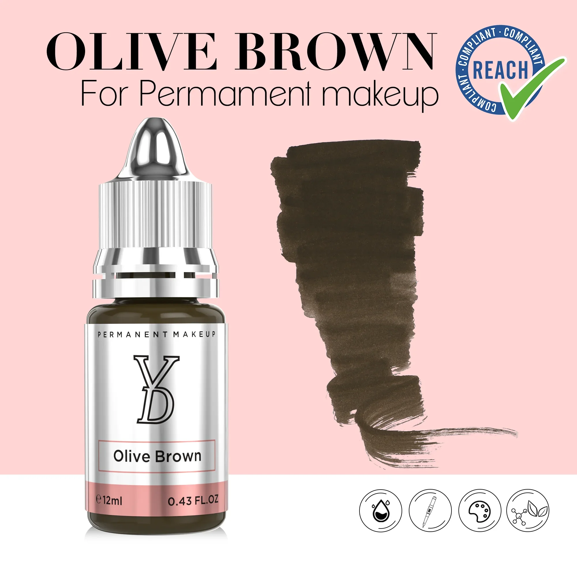 YD Olive Brown 12ML /bottleInk Tattoo Ink Professional Micropigmentation Pigment for Body Art Permanent Tattoo Makeup Supplies