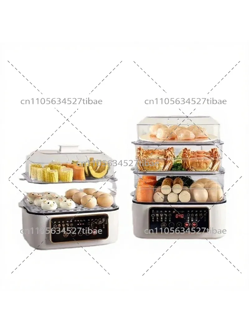 Stainless Steel Electric Food Steamer 3-Tier Intelligent Steam Cooker for Healthy Meals