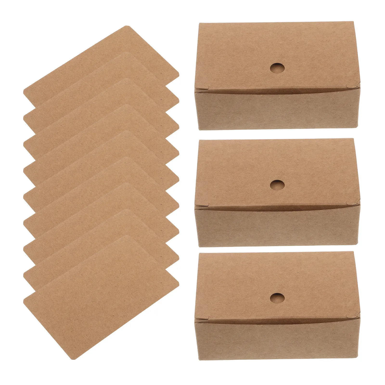 500Pcs Blank Kraft Cards Small Thick Paper Rounded Corners 3.4x2.1 for DIY Crafts Office School Wedding Party Memo Notes Message