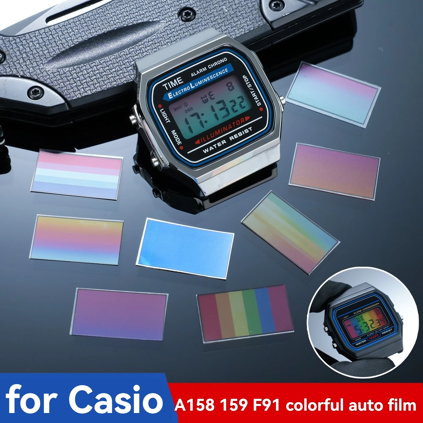 DIY Ins Style Color Screen Protector Film Sticker for Casio F91 F105 A158 A159 A168 Watch, HD Clear Display Protective Cover