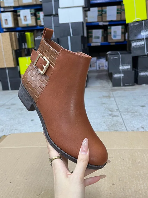 

Модные синие ботильоны на толстом каблуке с круглым носком, удобные женские ботинки из синтетической кожи для весны и осени, универсальные.