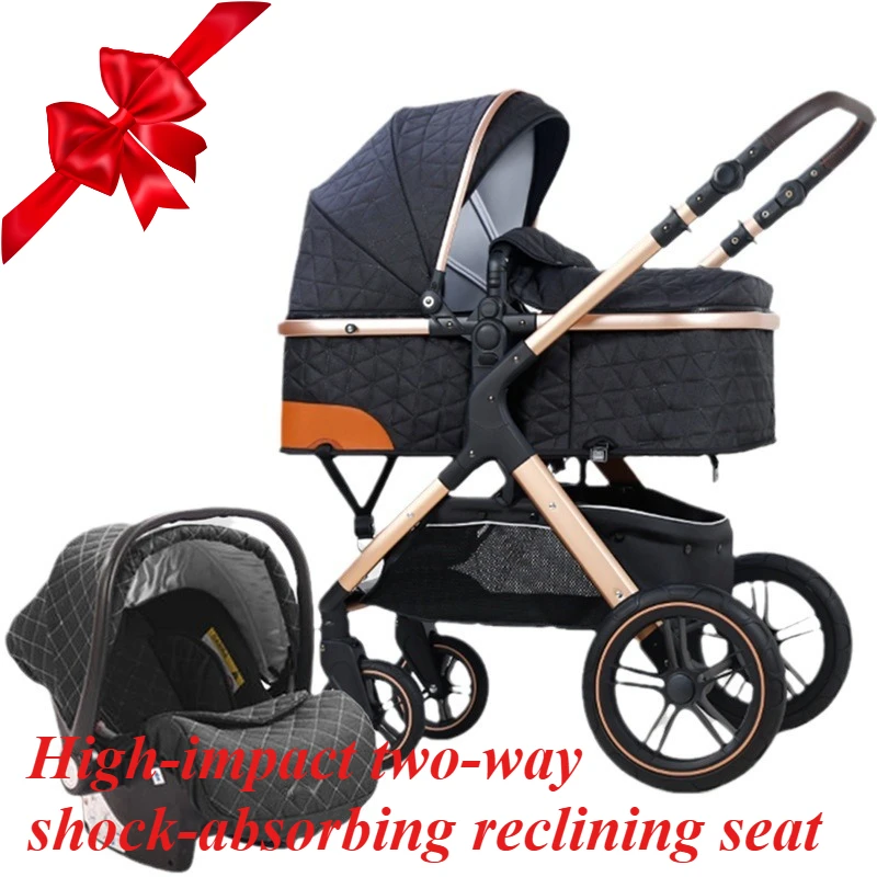 

Детская коляска может сидеть и лежать. Высокий пейзаж. Легкий складной амортизатор.