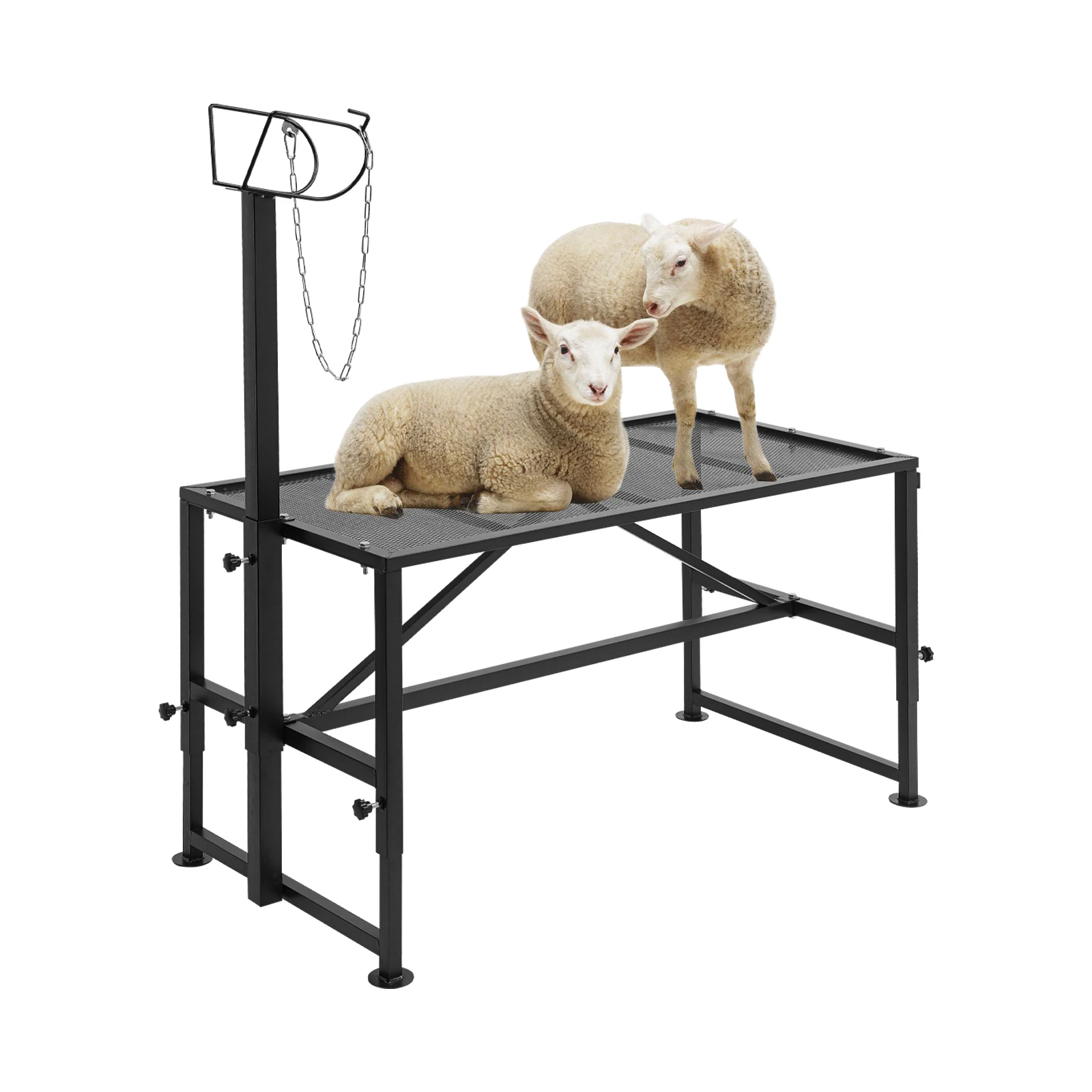 63-104.9cm Adjustable Milking Stand Black Milking Stand Metal Trimming Stand for Shearing Wool Trimming Hooves Milking