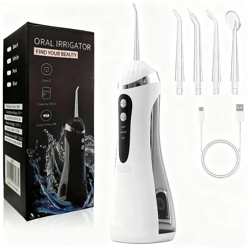 Multifunctiona Dental Oral Irrigator Water 4 Nozzels 3 Modes USB Rechargeable 200mlGums Oral Irrigator Portable Cleaning Teeth