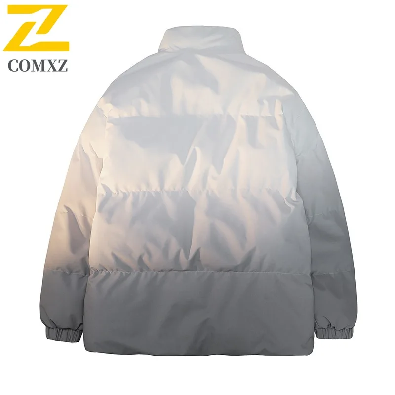 COMXZ الخبز سترة التدرج العصرية سميكة عادية السفر الثلجي التزلج الحشو معطف الشارع الحد الأدنى الشتاء الحشو ملابس للرجال