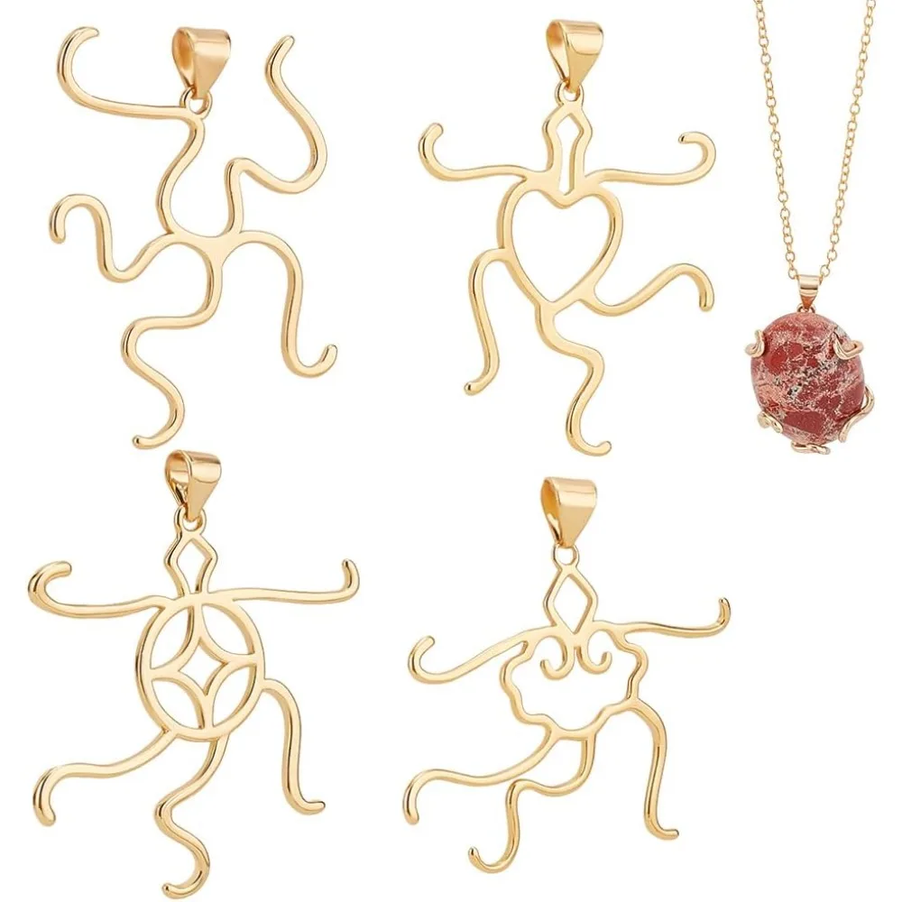 

4 шт., 18-каратное золото, кулон с зубцами, пустая золотая подставка для подноса, латунная регулируемая подвеска, пустой нерегулярный комплект держателей для камня