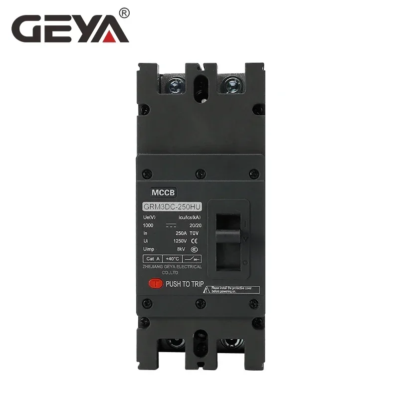 GEYA GRM3DC 2P 1000V Ture MCCB Solar Molded Case Circuit Breaker Overload Protection Switch Protector for Solar Photovoltaic PV