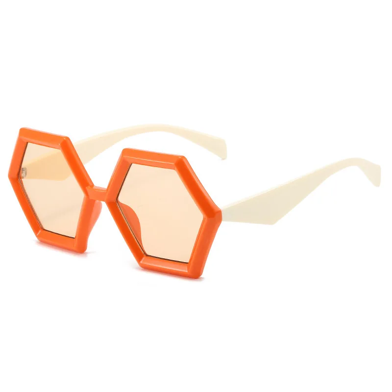 

New Retro Polygon Square Sunglasses Women Gradient Orange Tea Shades UV400 Fashion Men Double Color Trending Sun Glasses