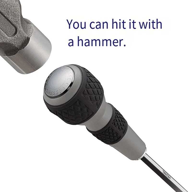 VESSEL 230W-2 مقبض كروي قابل للمطرقة مع لقم فيليبس قابلة للاستبدال مفك براغي متعدد الوظائف JIS أدوات يدوية يابانية #4