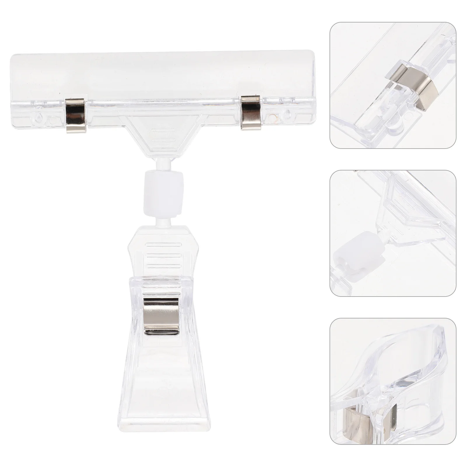 Clips de doble pantalla, 25 uds., letrero transparente, doble Clip, portaetiquetas giratorio, etiqueta de mercancía de plástico giratoria para precios de estantes de tienda