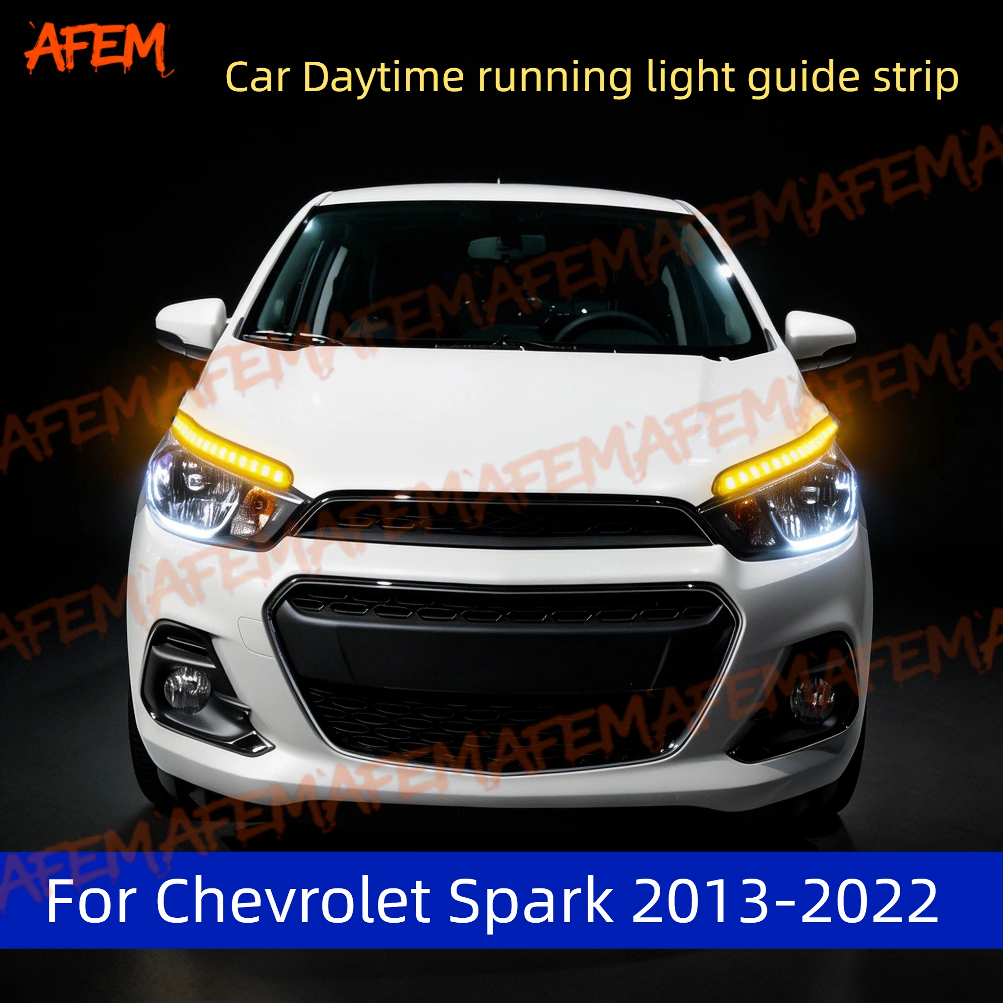 

2Pcs 12V Led Guide Strip Headlight For Car Daytime Running Lights Turn Signal DRL Car Modification For Chevrolet Spark 2013-2022