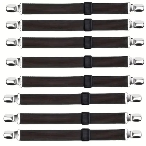 Adjustable Bed Sheet & Quilt Holder Clips, Elastic Straps for Mattress Cover Organizer, Home Bedding Accessories