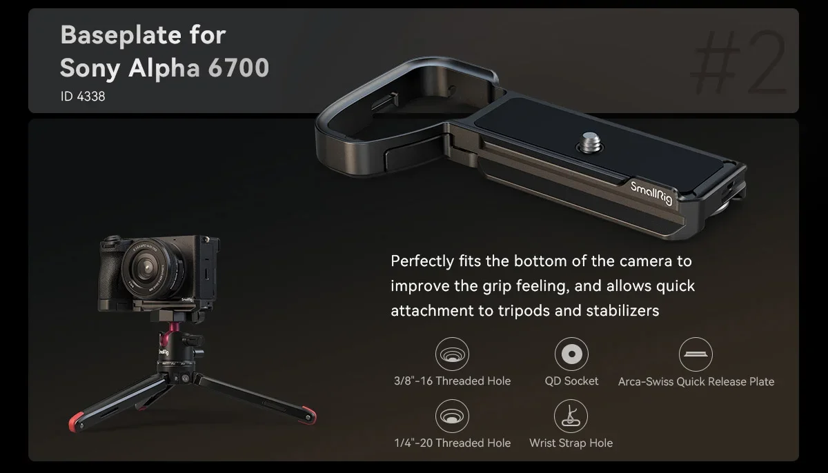 SmallRig A6700 Käfig-Set für Sony Alpha 6700, integrierte Schnellwechselplatte für Arca mit Kabelklemme für Schuhmontage 4336 – Detail 9