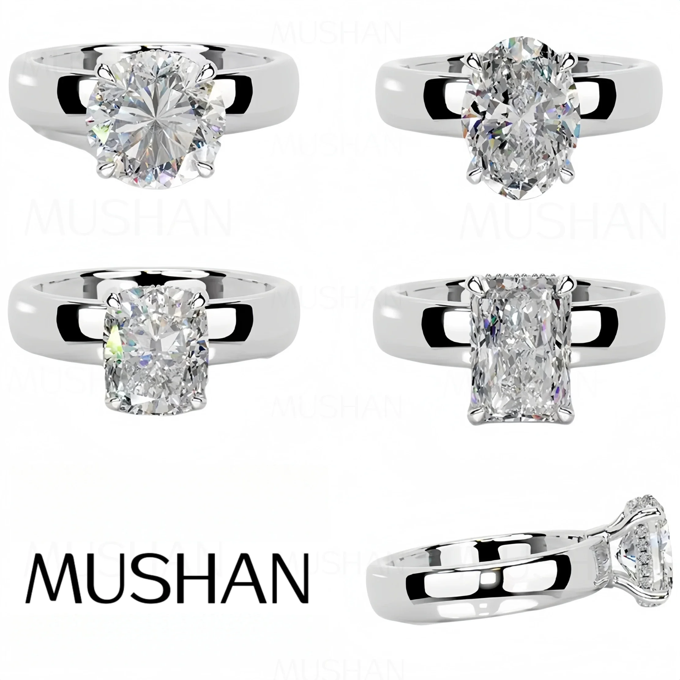 MUSHAN Custom Jewelry 925 Sterling Silver Ring Band D Color 2ct 3ct Moissanite Diamond Rings For Women Luxury Fine s925 Jewelry