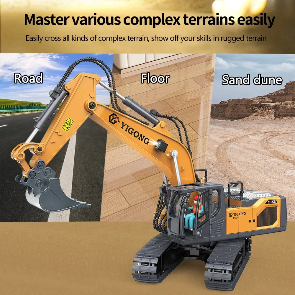 Excavadora Rc de 11 canales, camión de Control remoto 1/20, pala de aleación, consola de Control mejorada de 2,4G, vehículo de ingeniería de rotación ilimitada
