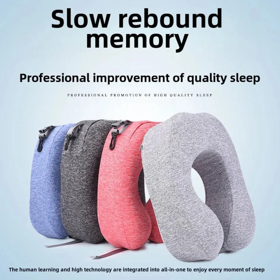 

Rollable Memory Foam U Shaped Travel Pillow Compact Neck Cushion For Airplane Car Office Portable Cervical Neck Support Pillow