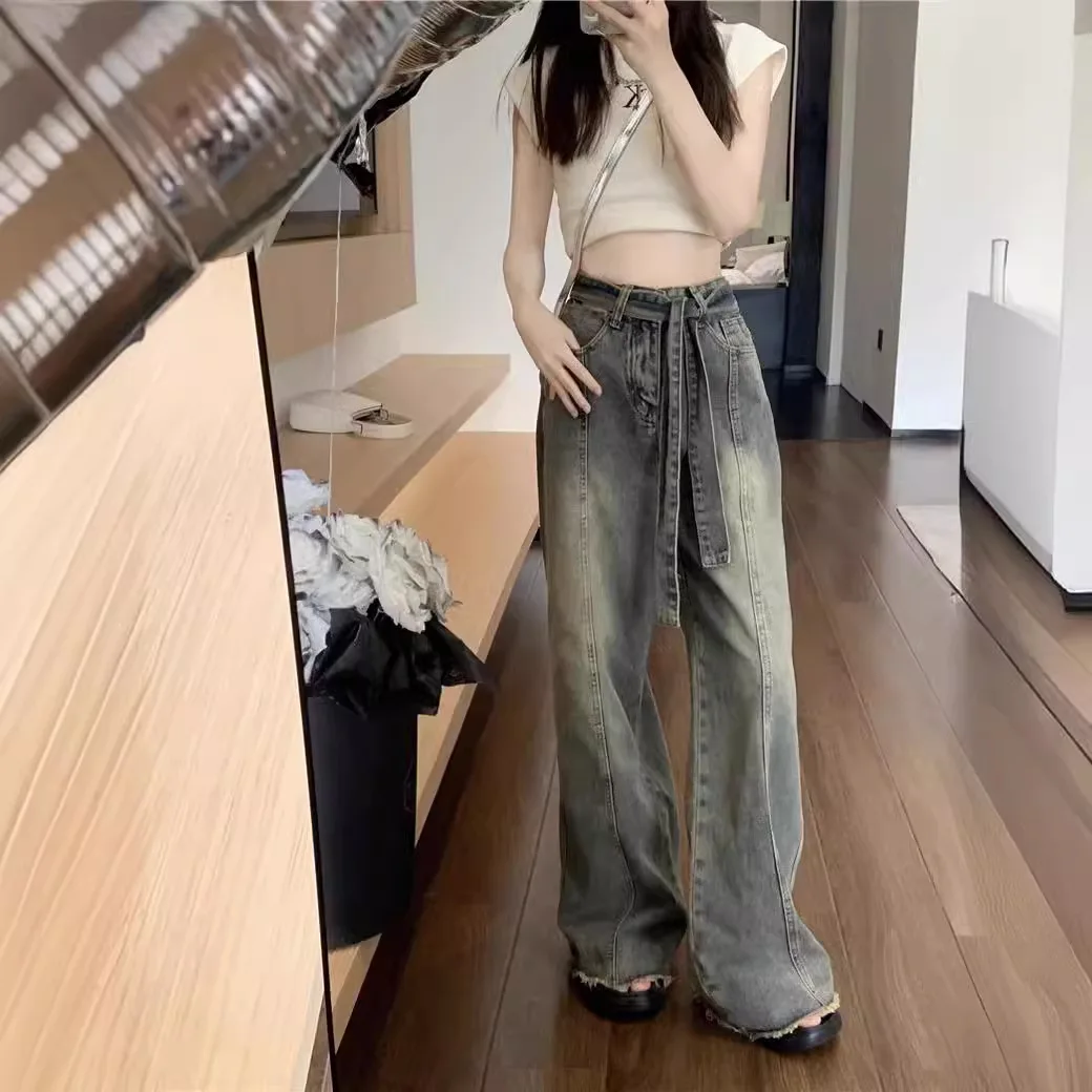 

Мешковатые джинсы для девочек, женские джинсы с цепочкой, панк-рок, готика, альтернативная мода, джинсовая винтажная ретро-стиль, уличный стиль, Y2K, Harajuku