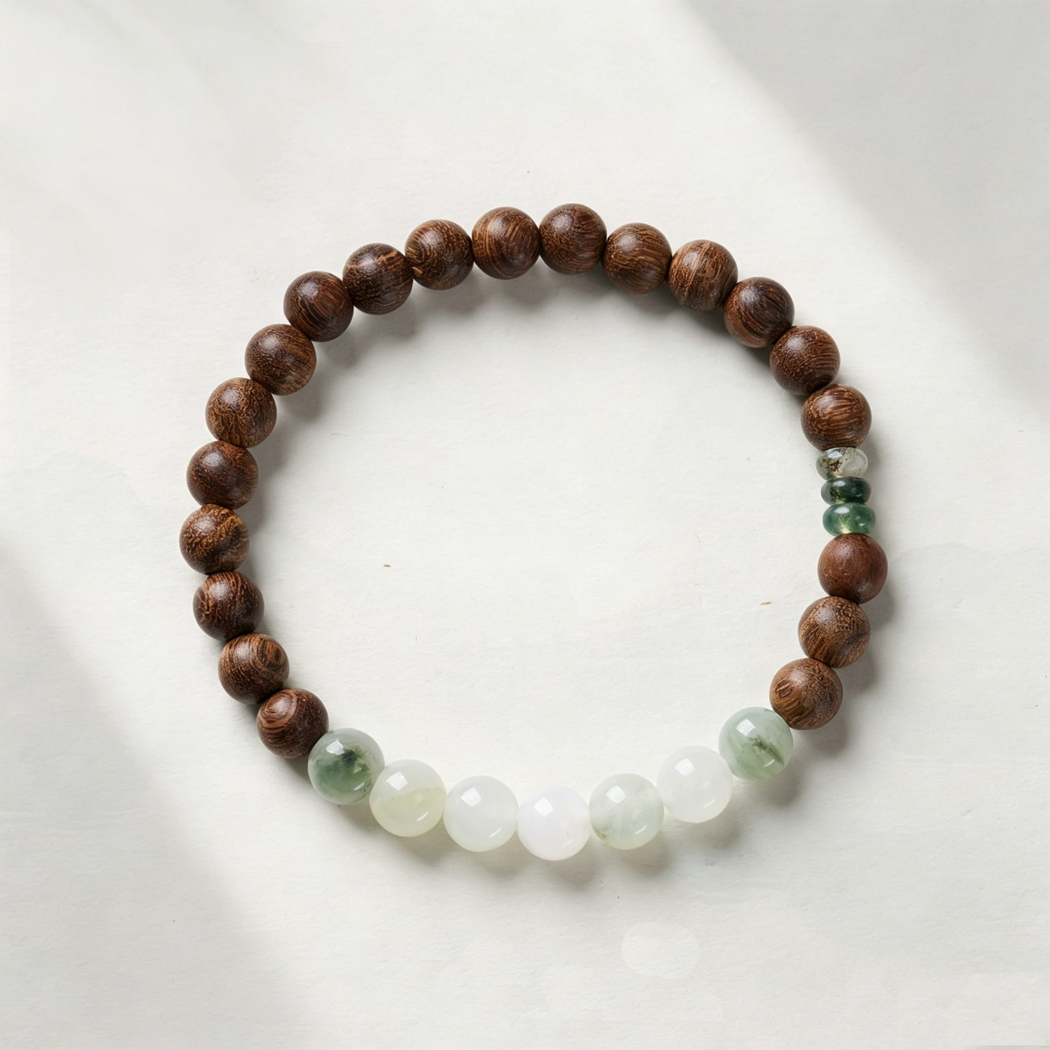 

Vintage 6MM Natural Sandalwood Tianshan Jade Bead Strand Bracelets Women New Chinese Style Hand String Daily Wear Lucky Jewelry
