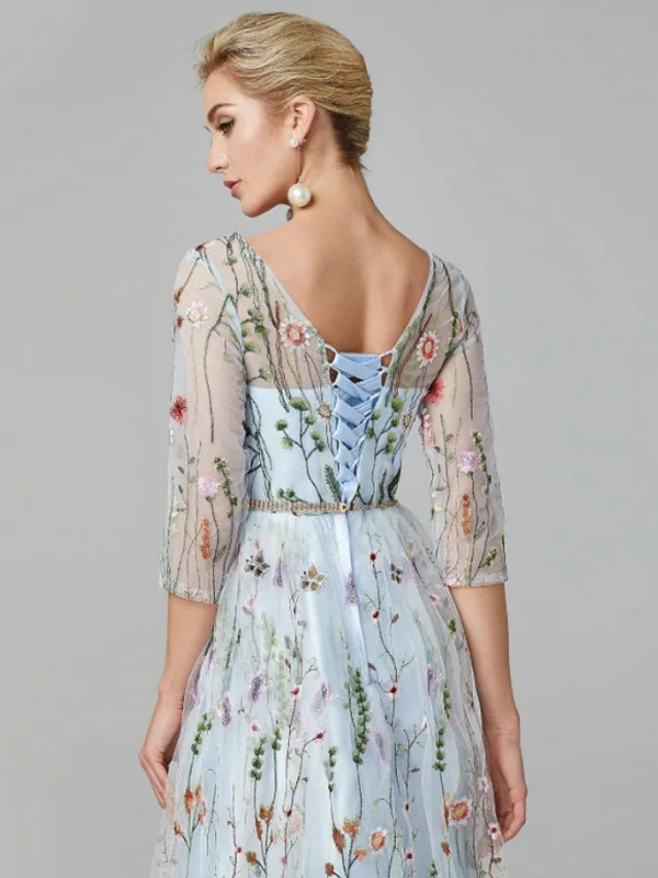 ชุดราตรีลูกไม้ยาวแบบเจ้าหญิง คอตั้งผ้ากำมะหยี่ ทรงบอลกาวน์ เอวกลาง สำหรับงานฉลองส่งท้ายปี