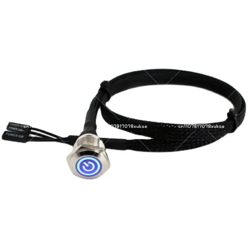 Computer Boot Restart Button, Metal Button with Light, Power Switch, Main Board Extension, Desktop Mainframe Box, External Cable