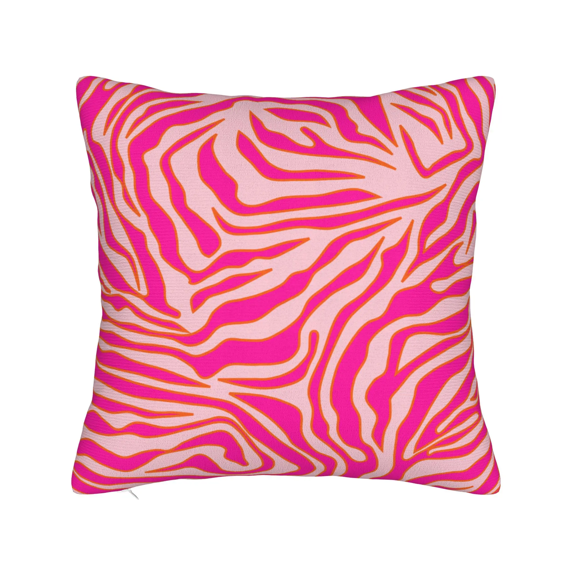 Zebra Stripes Pink Orange Wild Animal Print Pillowcase Soft Cushion Cover Decoration  Throw Pillow Case Cover Home Square