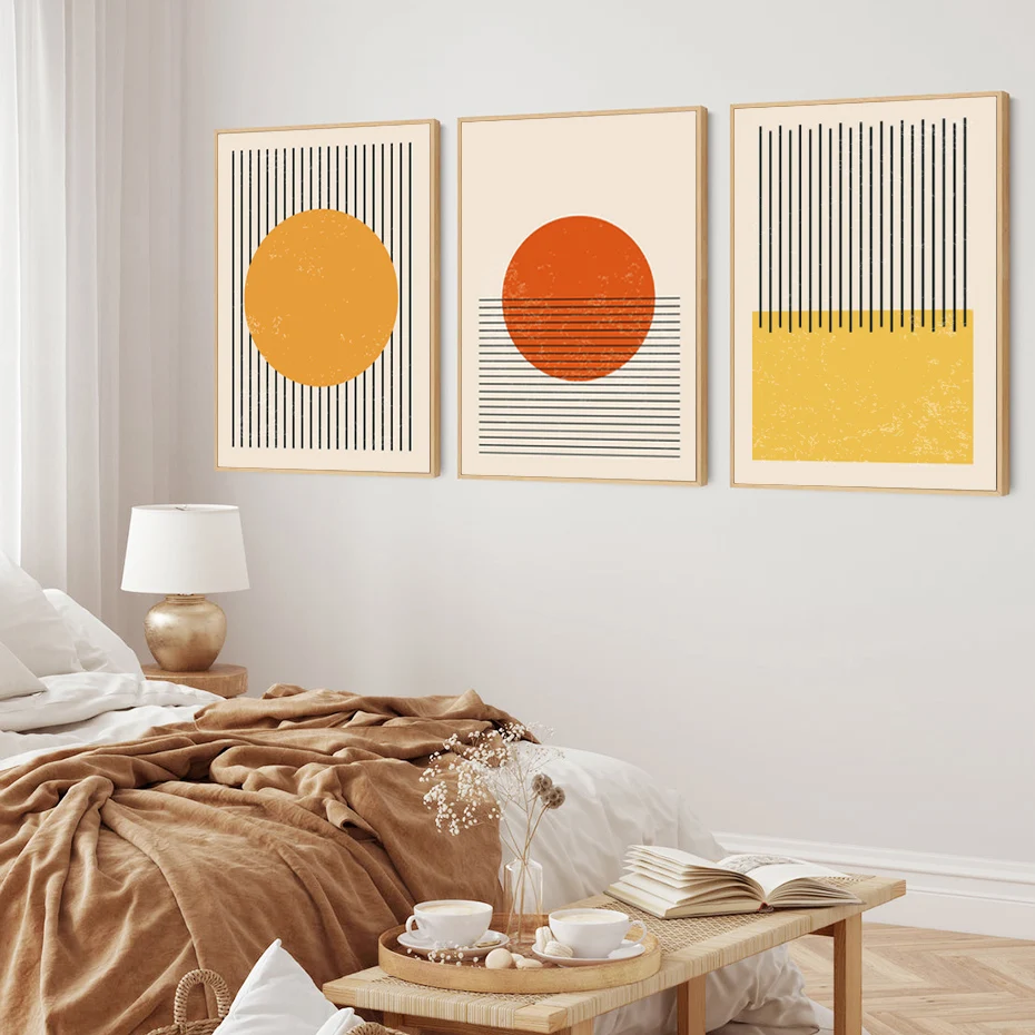 Abstract Geometric Shapes Color Blocks Line Wall Art Posters Canvas Print Painting Pictures Living Room Home Interior Decoration