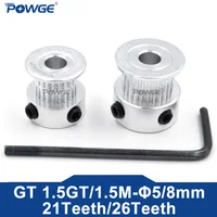 POWGE GT 21 26 40 52 dientes 1.5GT 1,5 M polea de distribución diámetro tensor 3/4/5/8mm para ancho de correa 6/9/10mm pequeño contrabajo 21T 26T 40T 52T