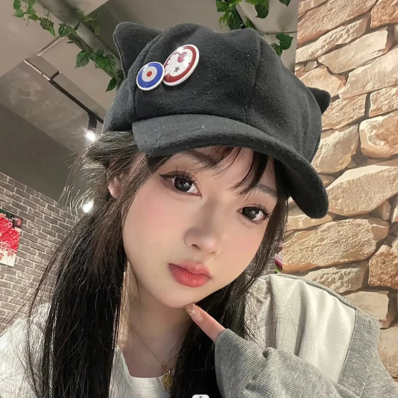 Shikinami Asuka Rangure Soryu Cat Ear Hat Cartoon Baseball Cap Anime Cosplay Costumes Accessories Gifts