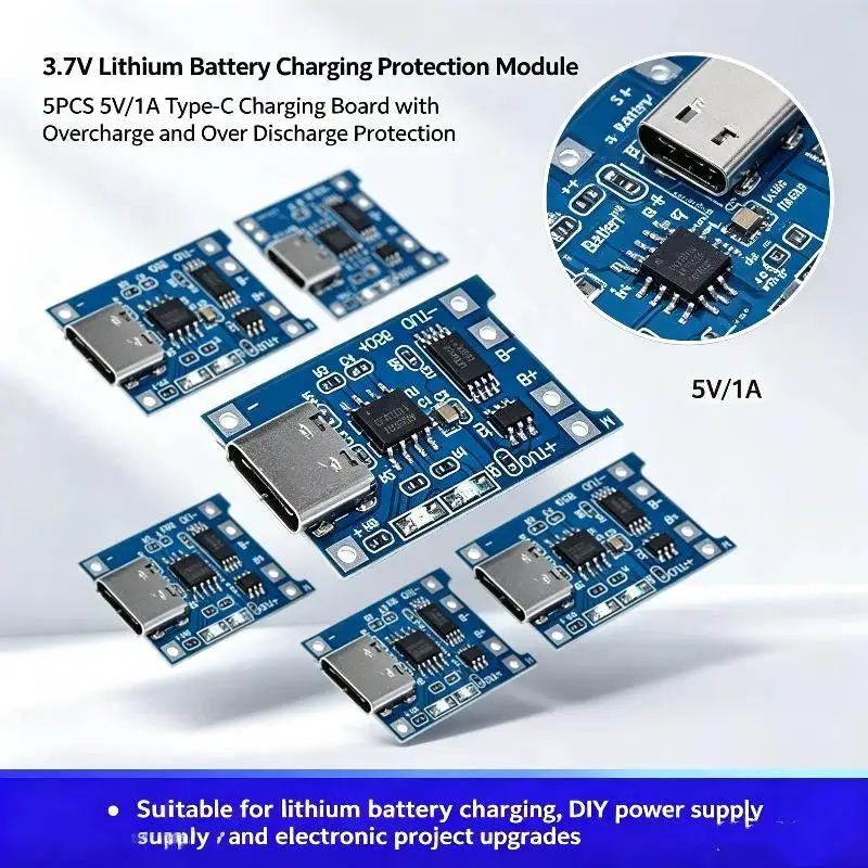 New5PCS TP4056 18650 5V Lithium Battery Charging Board Module With Protection Micro/Type-c Connector