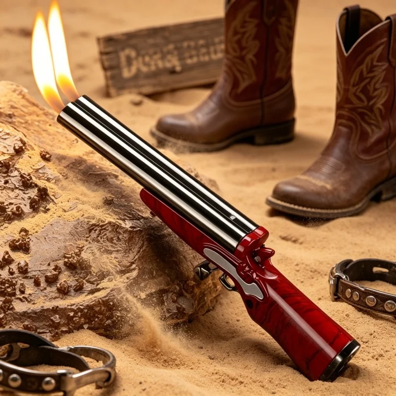 Neues Modell: Doppelflammen-Shotgun-Metallfeuerzeug mit Design – Cooles Geschenk für Männer, praktisches, modisches Feuerzeug, hochwertiges Raucherzubehör
