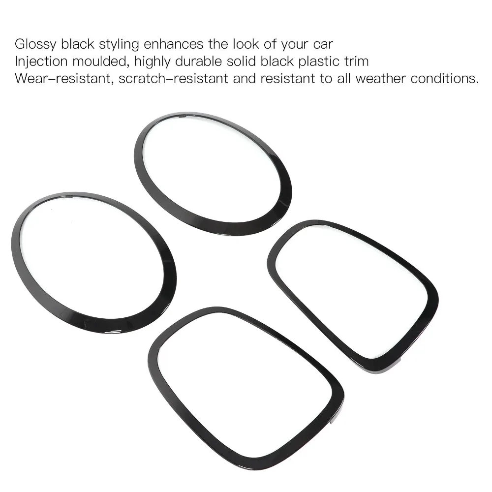 4PCS Glossy Balck Front Grille Trim Strip ABS+PP Rear Taillight Decor Bezel for F55/F56/F57/One Cooper S JCW 2014+