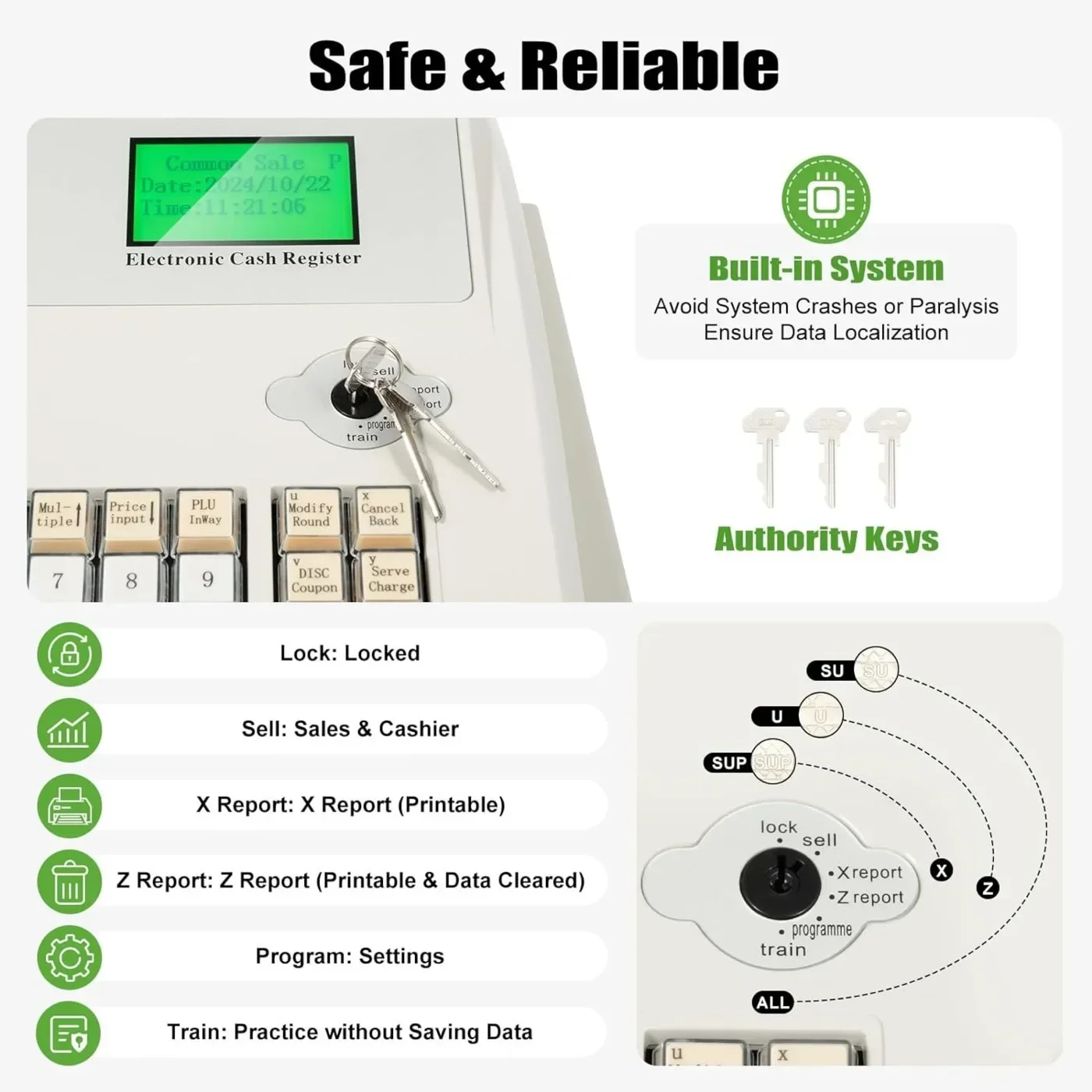 ماكينة تسجيل المدفوعات النقدية 48 مفتاحًا، شاشة LED، إدارة النقود الإلكترونية، نظام نقاط البيع، طباعة حرارية عالية السرعة، ماكينة تسجيل المدفوعات النقدية الرقمية #6
