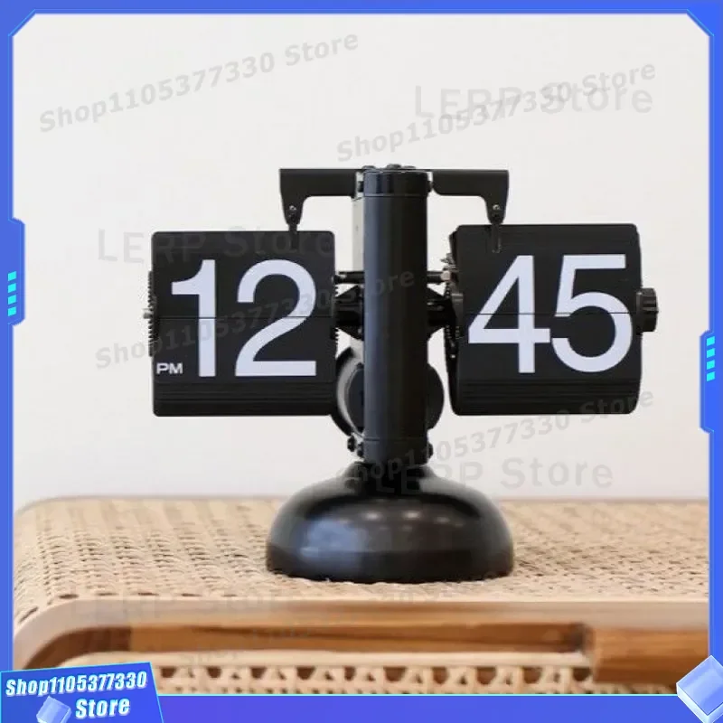 Automatic Page Turn Clock Small Balance Desktop Ornament for Living Room Home Decoration Enjoy Life Modern Design Gift Idea
