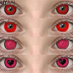 UYAAI, 1 par de lentes de contacto coloridas para ojos, ojos azules, lentes de Cosplay de Anime, lentes de colores morados, lentes rosas y2k Colorcon rojas