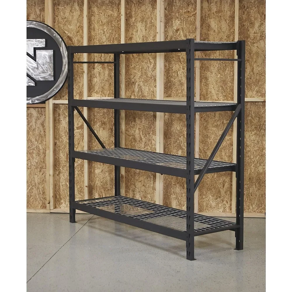 4-Tier Industrial Shelving Rack - 77in.W x 24in.D x 72in.H