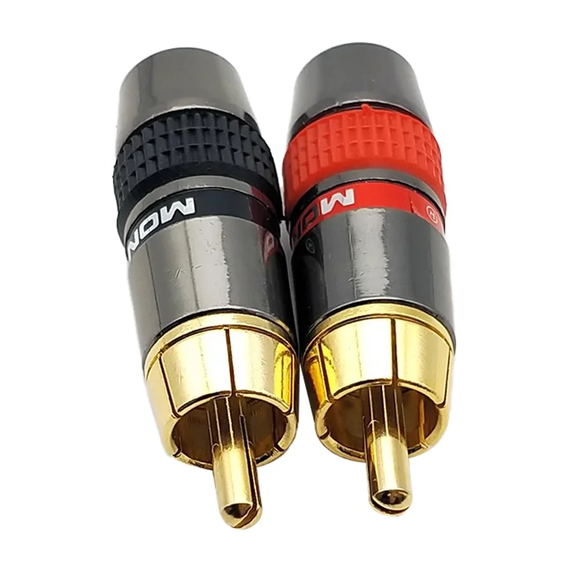 4/8/16PCS Gold-Plated Monster Copper RCA Male Plug Lotus Solder Plug Extension Socket RCA Wiring Audio And Video Red Black