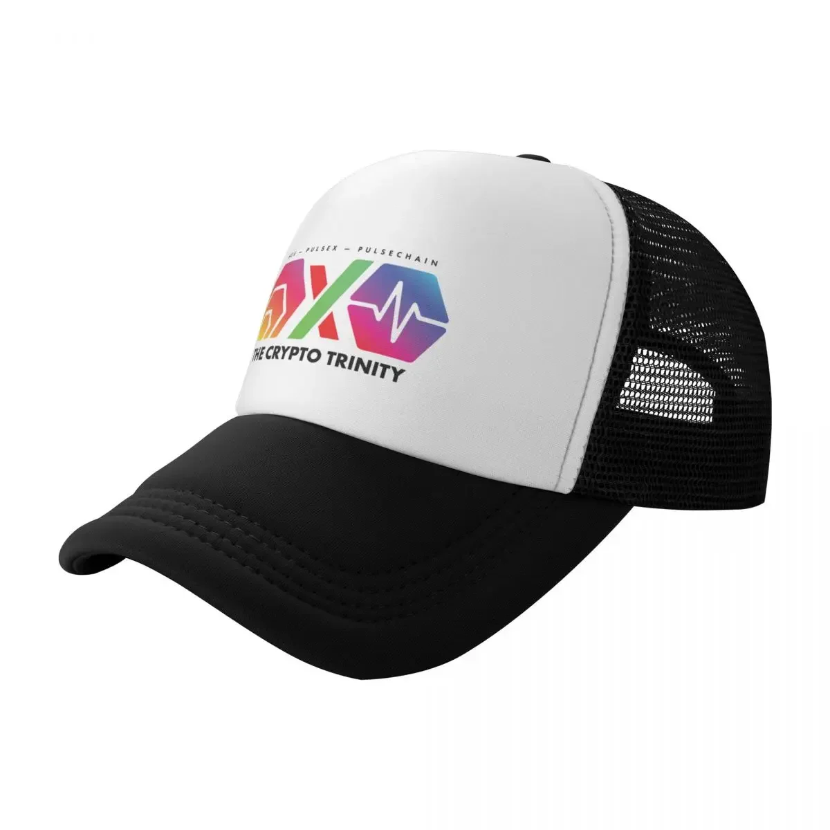 The Crypto Trinity (Hex, Pulsechain and PulseX) on White Baseball Cap Ball Cap New In Hat Golf Hat Women's Beach Outlet Men's