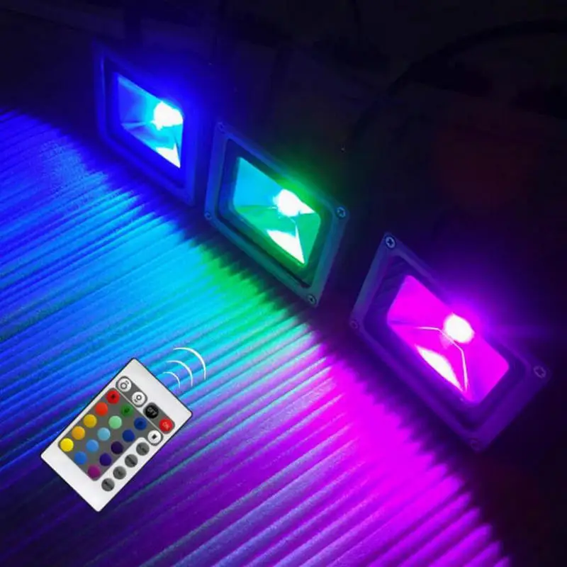 Projecteur LED Imperméable Conforme à la Norme IP65, Éclairage d'Extérieur, Idéal pour un Jardin ou une Rue, RVB, 10W