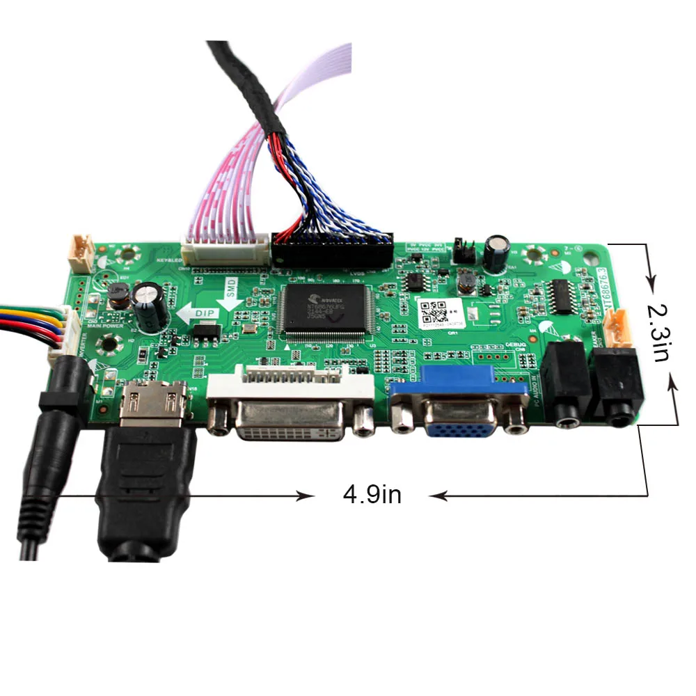 VGA DVI HDMI LCD Controller Board 24 in DV240FBM-NB0 1920x360 LCD Screen
