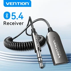 Vention Bluetooth 5.4 Aux Adapter Wireless Car Bluetooth Receiver, USB to 3.5mm Jack, Audio Music, Mic Handsfree for Car Speaker