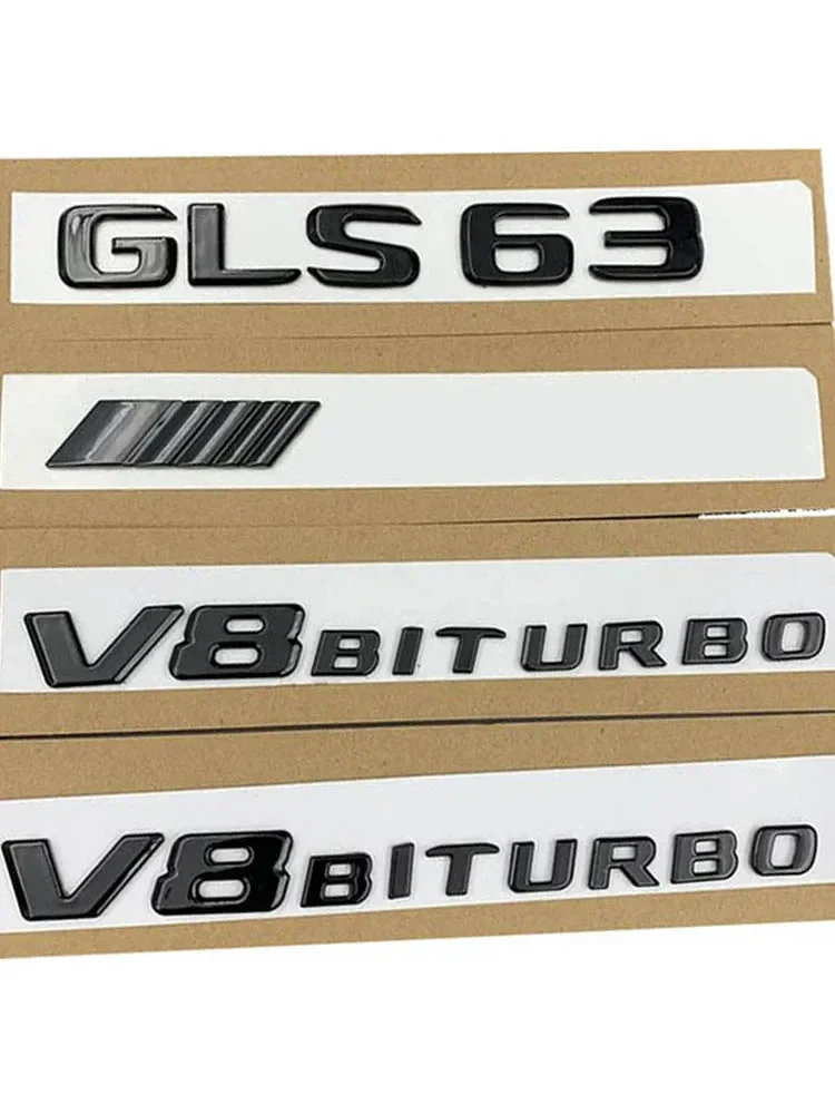 3D ABS Car Fender Side Bdge Rear Trunk Letters Logo V8 BITURBO Emblem For Mercedes GLS63 AMG X167 X166 Auto Accessories