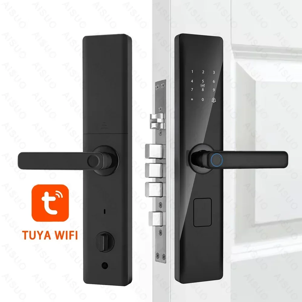 

New product TUYA WIFI fingerprint lock remote unlock digital card key cerradura intelligente smart door lock