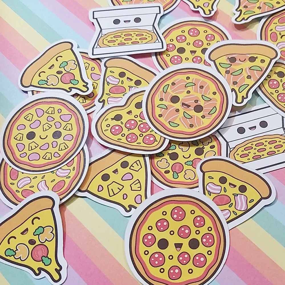 Autocollants Kawaii Pizza, décalcomanies amusantes pour scrapbooking, journal, cahier, téléphone, ordinateur portable, décoration artisanale de